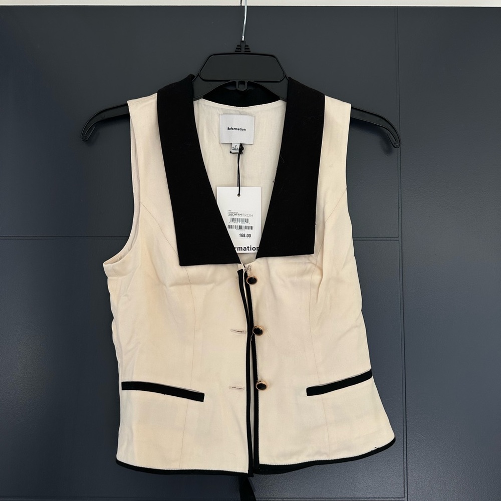Reformation Cream and Black Tank